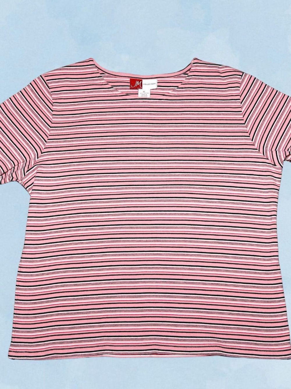 JM Collection Pink Striped Tee